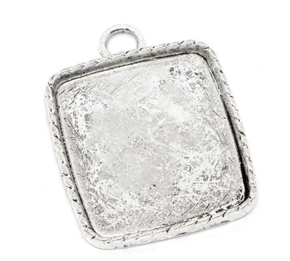 1 support cabochon carr&eacute; N&deg;02 Argent
