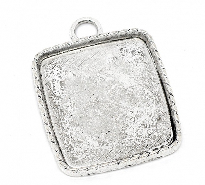 1 support cabochon carr&eacute; N&deg;02 Argent