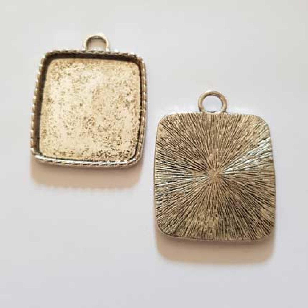 1 support cabochon carr&eacute; N&deg;02 Argent
