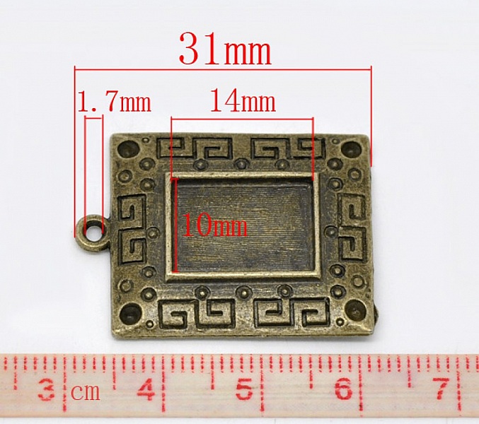 1 support cabochon rectangle N&deg;01 Bronze