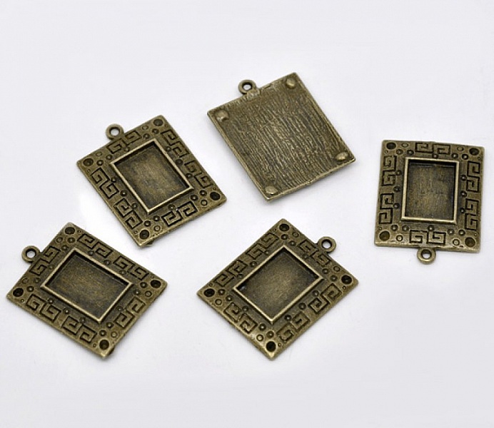 1 support cabochon rectangle N&deg;01 Bronze
