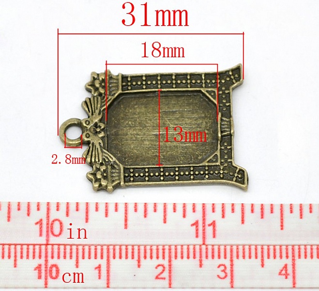 1 support cabochon rectangle N&deg;02 Bronze