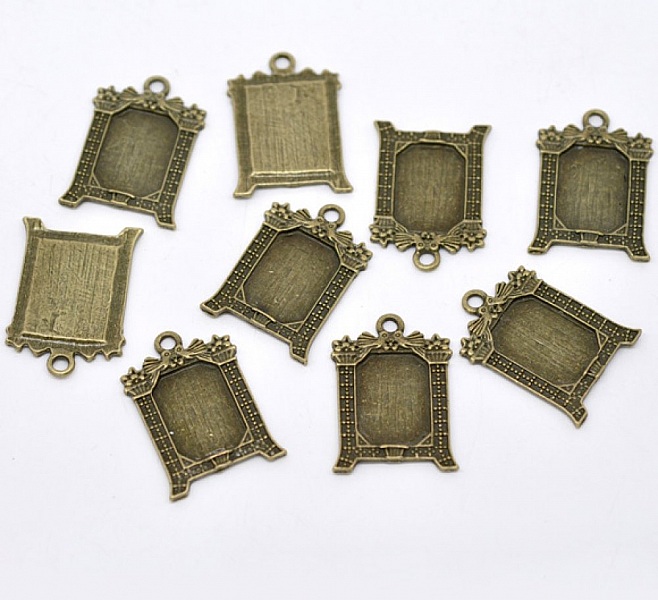 1 support cabochon rectangle N&deg;02 Bronze