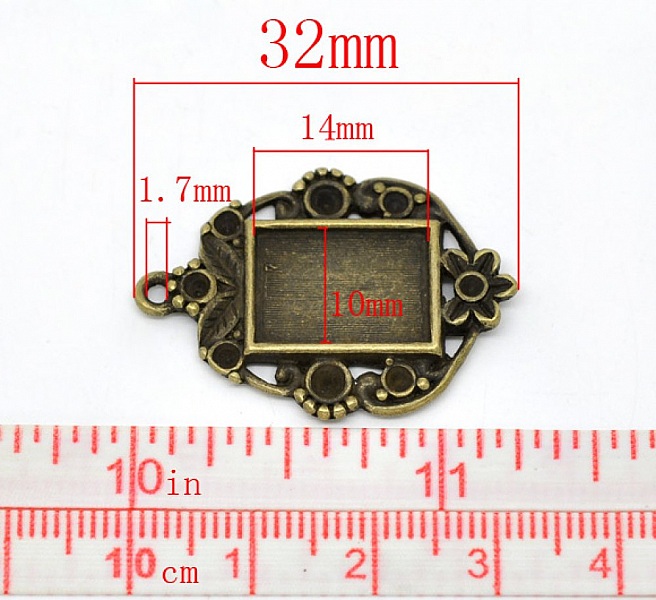 1 support cabochon rectangle N&deg;03 Bronze
