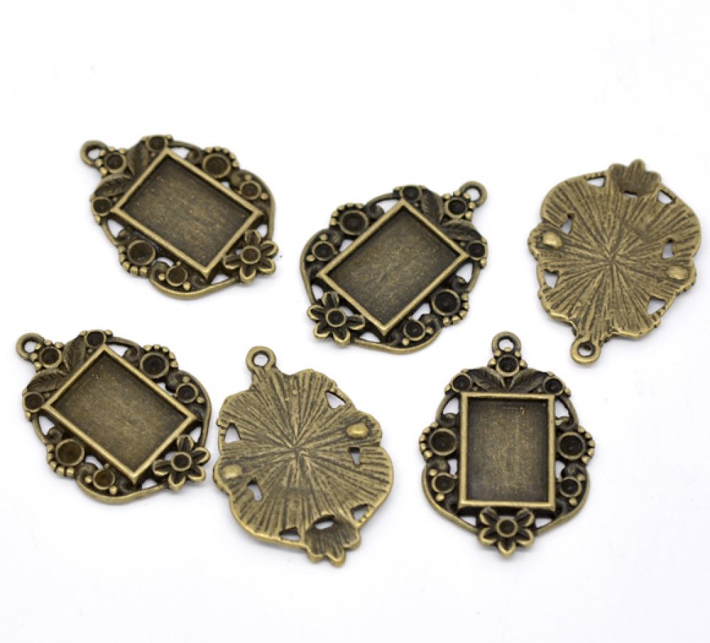 1 support cabochon rectangle N&deg;03 Bronze