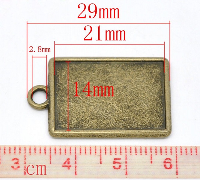 1 support cabochon rectangle N&deg;04 Bronze