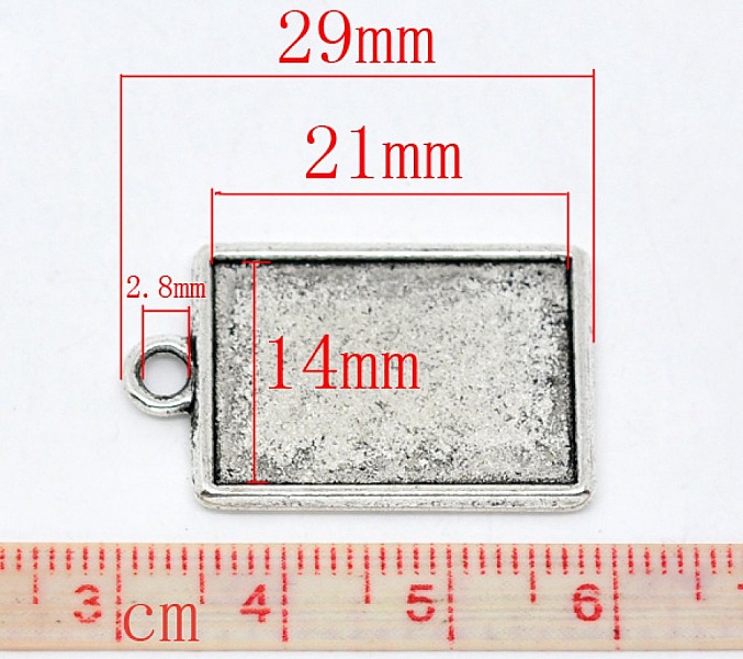 1 support cabochon rectangle N&deg;04 Argent