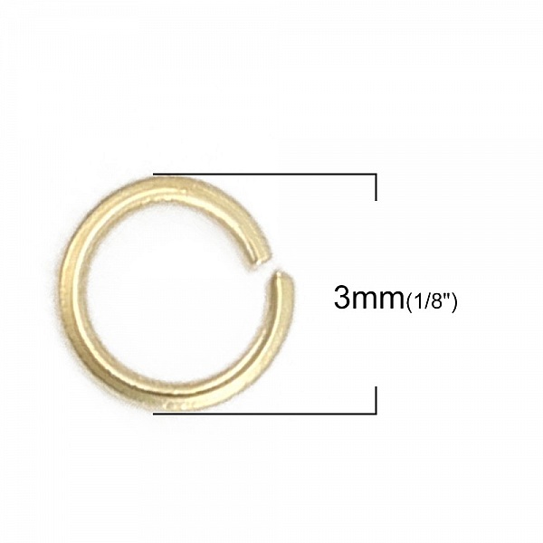 20 Anneaux de jonction ouvert 03 mm Inoxydable dor&eacute;