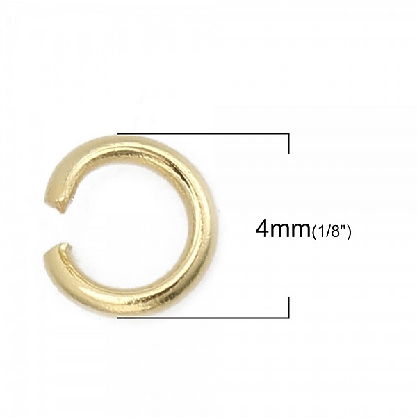 20 Anneaux de jonction ouvert 04 mm Inoxydable dor&eacute; N&deg;02