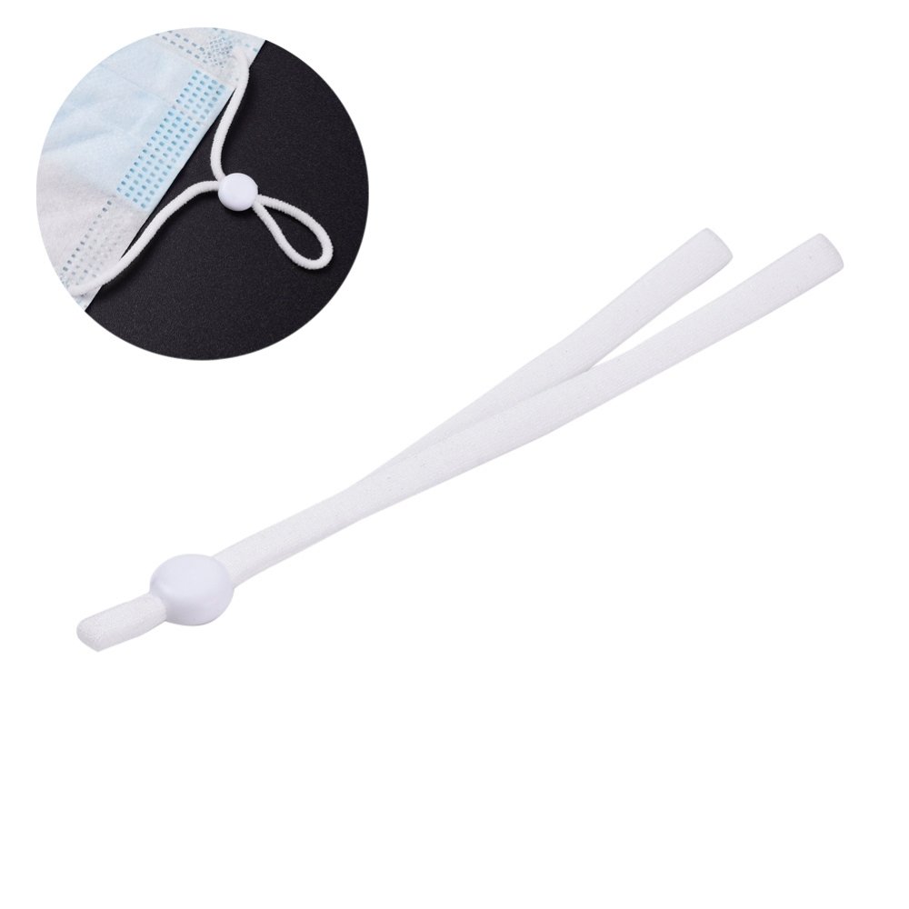 20 Bandes &eacute;lastiques cordon Blanc avec Boucle R&eacute;glable pour Masque.