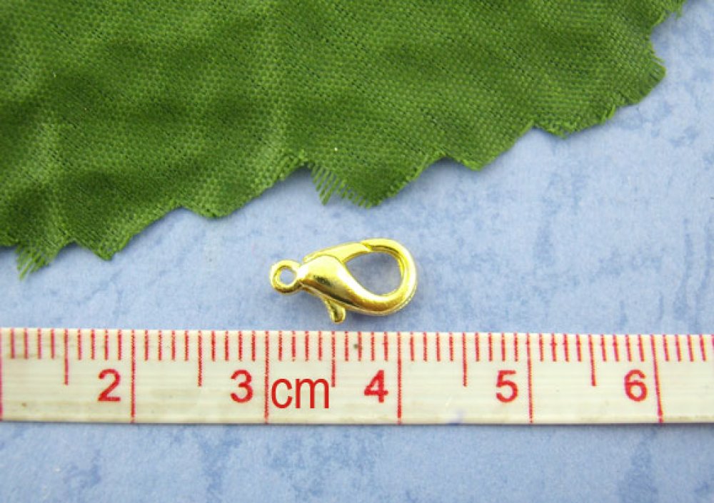 20 Fermoirs Mousqueton 12 x 07 mm Dor&eacute;.