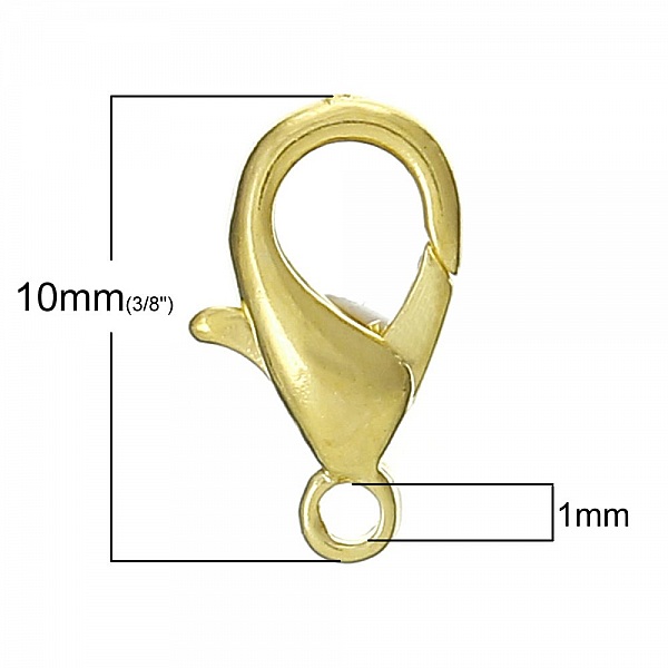20 Fermoirs Mousqueton 10 x 06 mm dor&eacute;