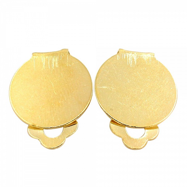 20 Supports Boucles d'oreilles Clips Plateau 15 mm Dor&eacute;