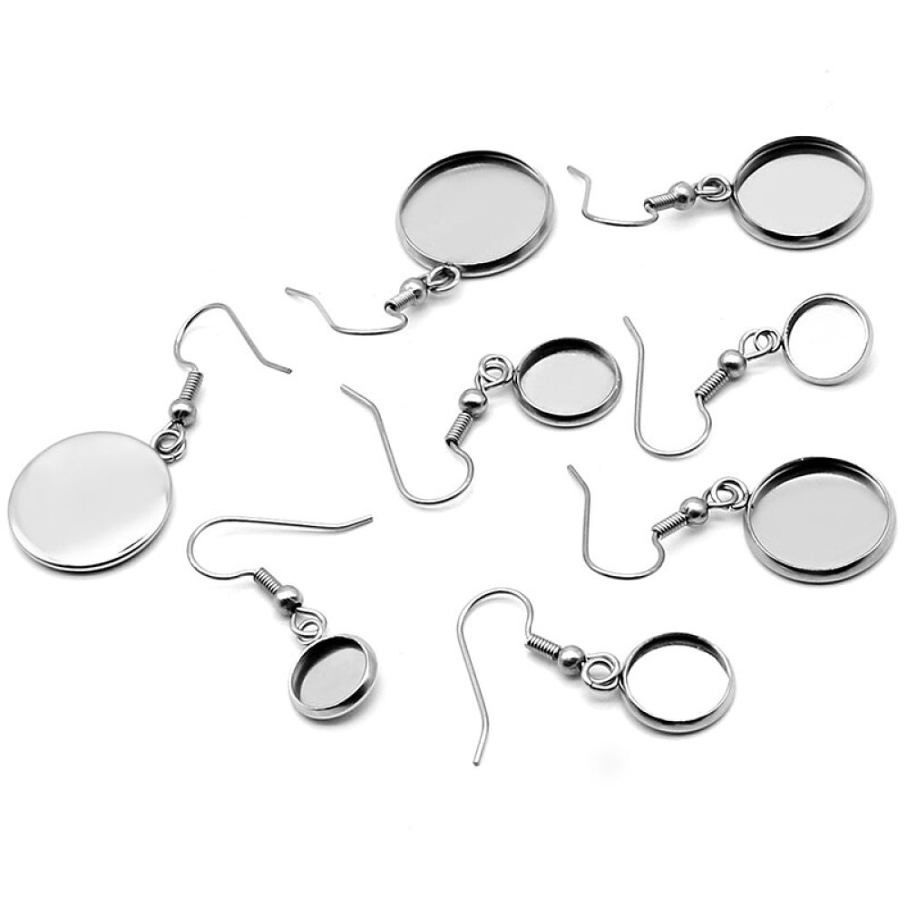 20 supports cabochons boucle d'oreille 25 mm N&deg;06 Argent Vieilli