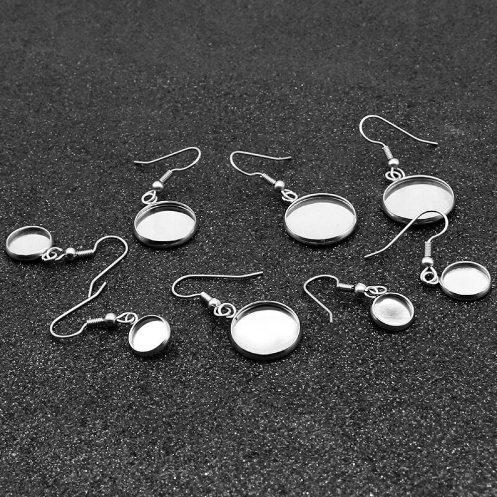 20 supports cabochons ronds boucle d'oreille 08 mm N&deg;06 Argent Vieilli