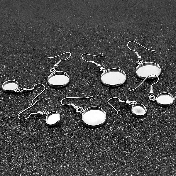 20 supports cabochons boucle d'oreille 14 mm N&deg;06 Argent Vieilli