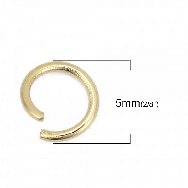 2 Anneaux de jonction ouvert 05 mm Inoxydable dor&eacute; N&deg;02