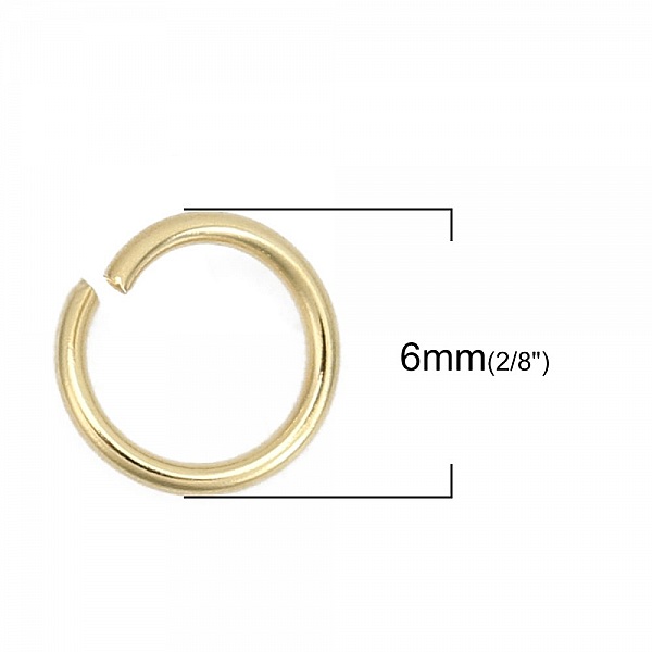 2 Anneaux de jonction ouvert 06 mm Inoxydable dor&eacute;