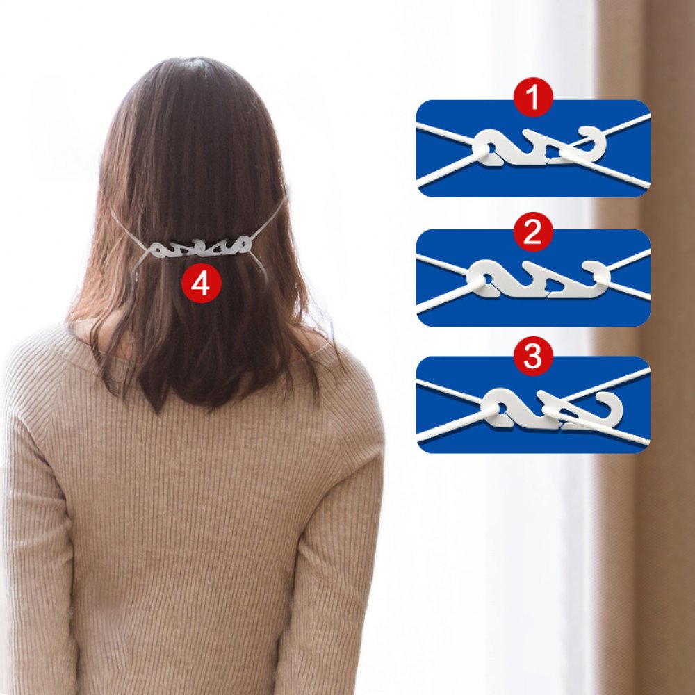 2 Attaches elastique Protecteur d'oreille r&eacute;glable, r&eacute;sistant aux maux d'oreille Blanc