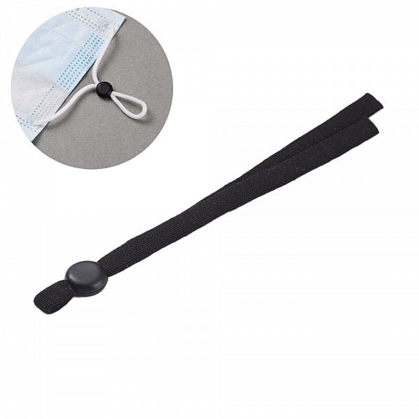 2 Bandes &eacute;lastiques cordons Noir avec Boucle R&eacute;glable attache pour Masques