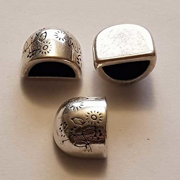 2 Embouts de finition pour cordon demi rond de 10 x 5 mm Argent N&deg;01