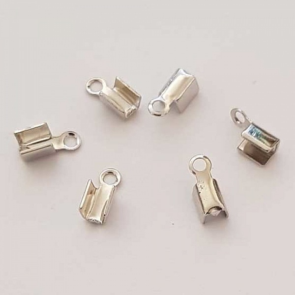 2 Embouts &agrave; coller Serres Cordons Argent Vieilli 4 x 3 mm N&deg;01