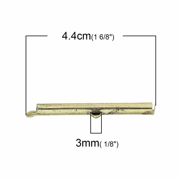 2 fermoirs embouts tubes en cuivre couleur bronze Antique de 40x6mm-72433 