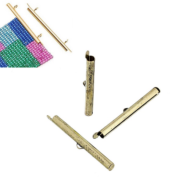 2 fermoirs embouts tubes en cuivre couleur bronze Antique de 40x6mm-72433 