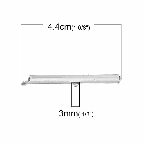 2 fermoirs embouts tubes en cuivre couleur argent Brillant de 40x6mm-72435 
