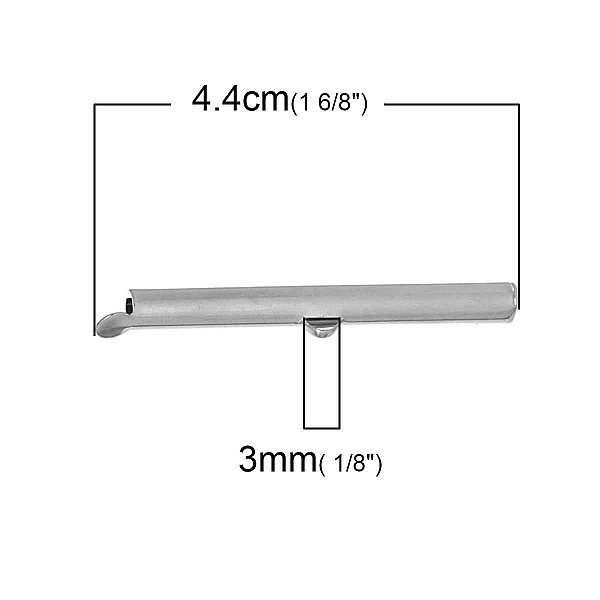 2 fermoirs embouts tubes en cuivre couleur argent Mat de 40x6mm-72436 