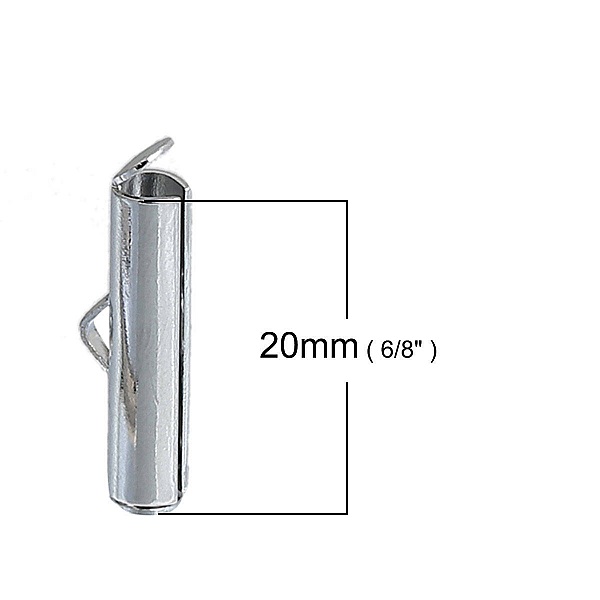 2 fermoirs embouts tubes en cuivre couleur argent Mat de 20x6mm-845 