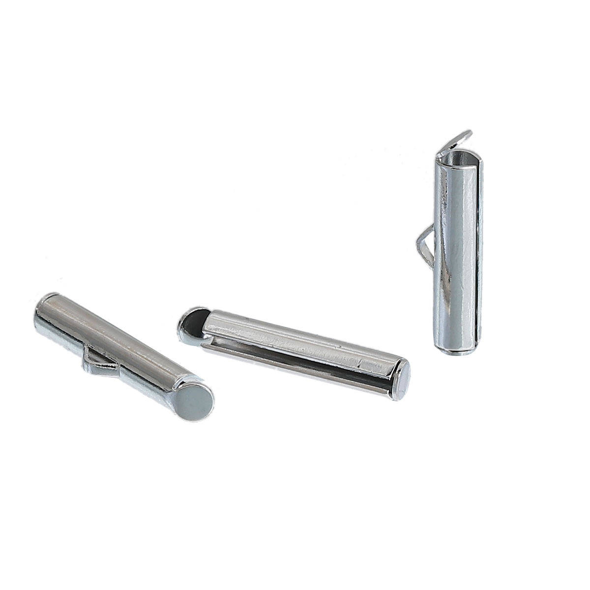 2 fermoirs embouts tubes en cuivre couleur argent Mat de 20x6mm-845 