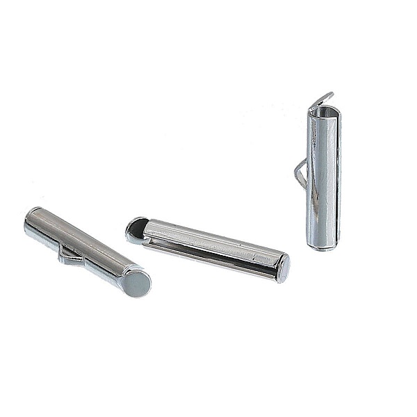2 fermoirs embouts tubes en cuivre couleur argent Mat de 20x6mm-845 