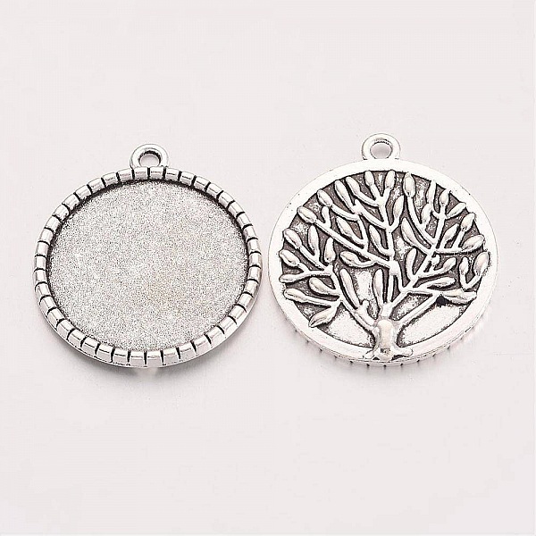 2 supports cabochons de 25mm argent, pendentifs cabochons 19AS-RS 