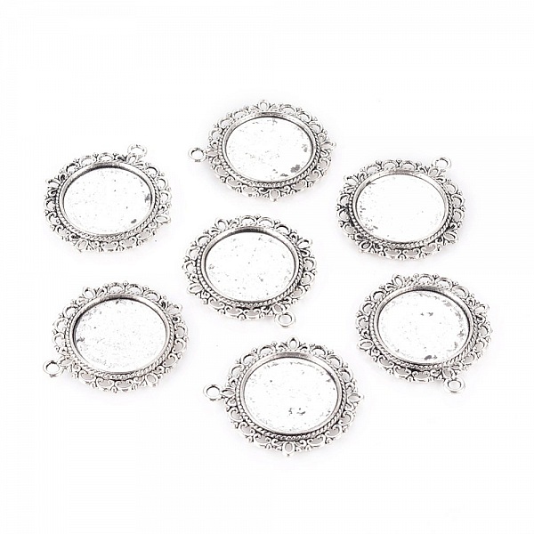 2 supports cabochons de 20mm argent, pendentifs cabochons 15290AS