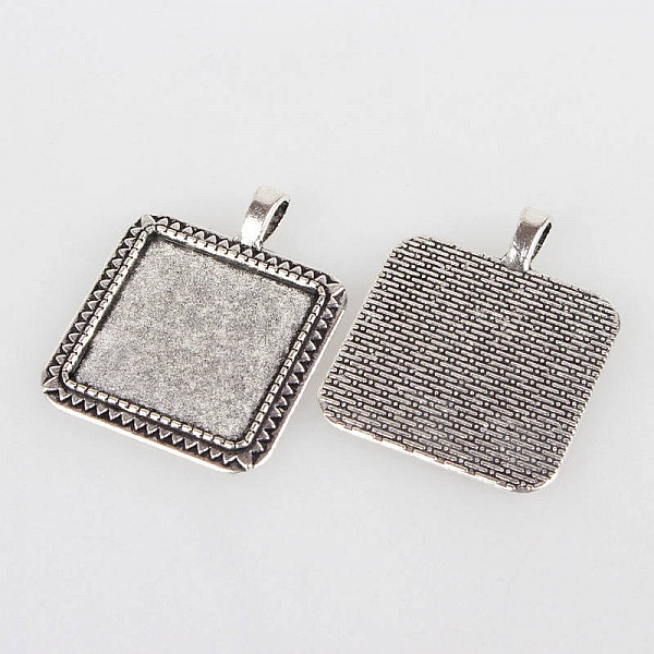 2 supports cabochons de 25mm argent, pendentifs cabochons 05AS 