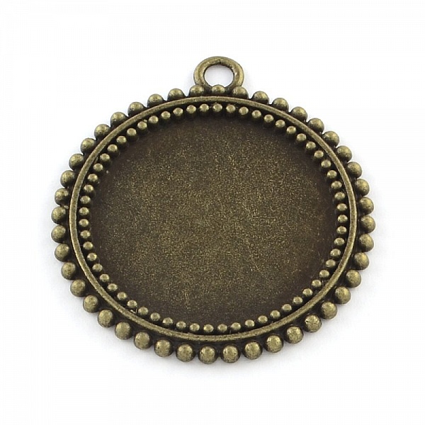 2 supports cabochons de 25mm bronze, pendentifs cabochons 31AB
