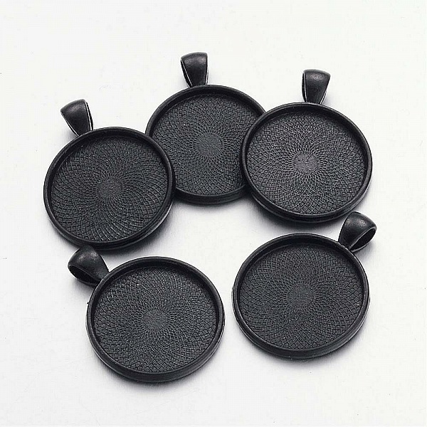 2 supports cabochons de 25mm noir, pendentifs cabochons 16NR