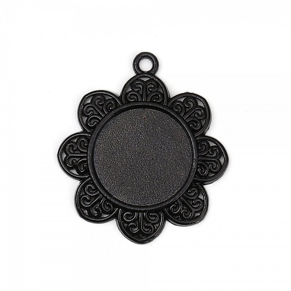 2 supports cabochons de 20mm Noir, pendentifs cabochons 8500