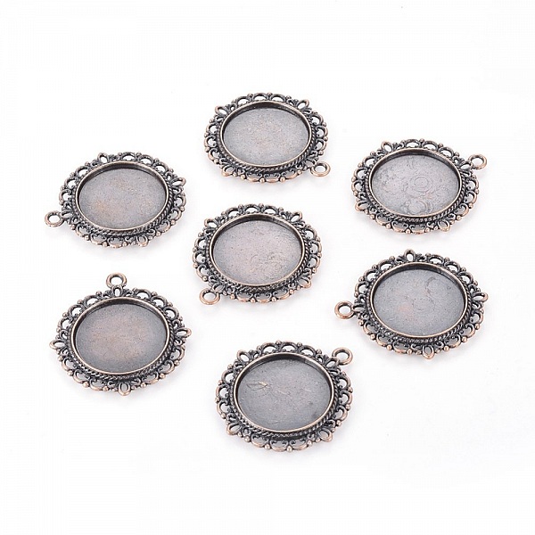 2 supports cabochons de 20mm cuivre rouge, pendentifs cabochons 15290AS