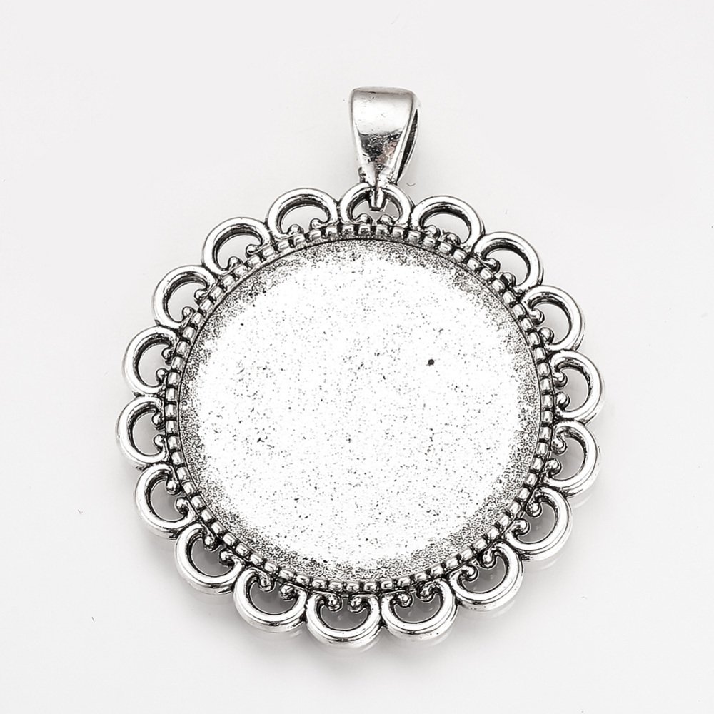 2 supports cabochons de 30mm argent, pendentifs cabochons 57AS