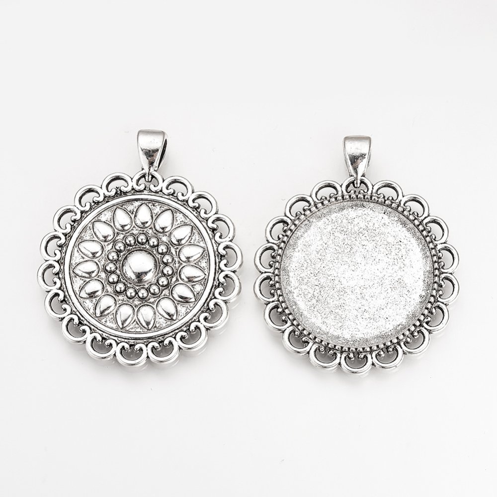 2 supports cabochons de 30mm argent, pendentifs cabochons 57AS