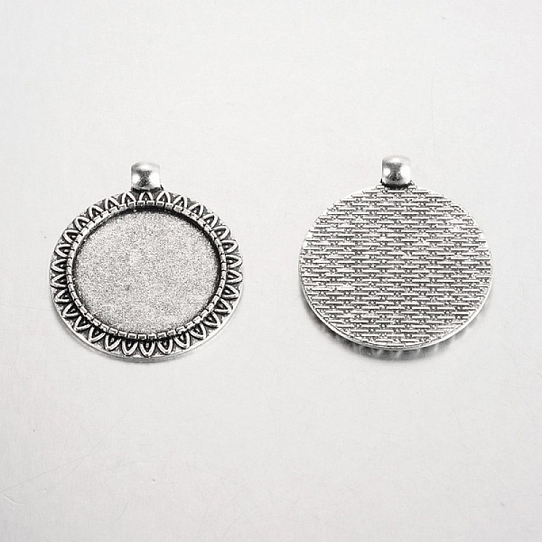 2 supports cabochons de 25mm argent, pendentifs cabochons 17AS