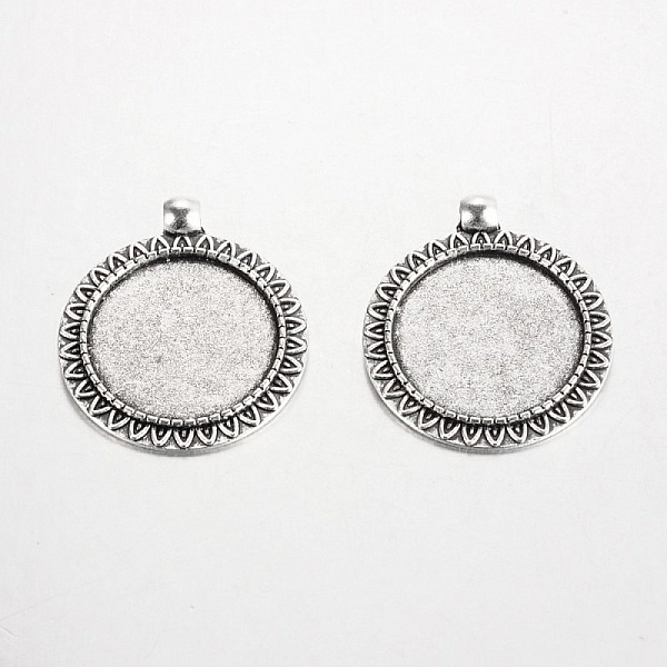 2 supports cabochons de 25mm argent, pendentifs cabochons 17AS