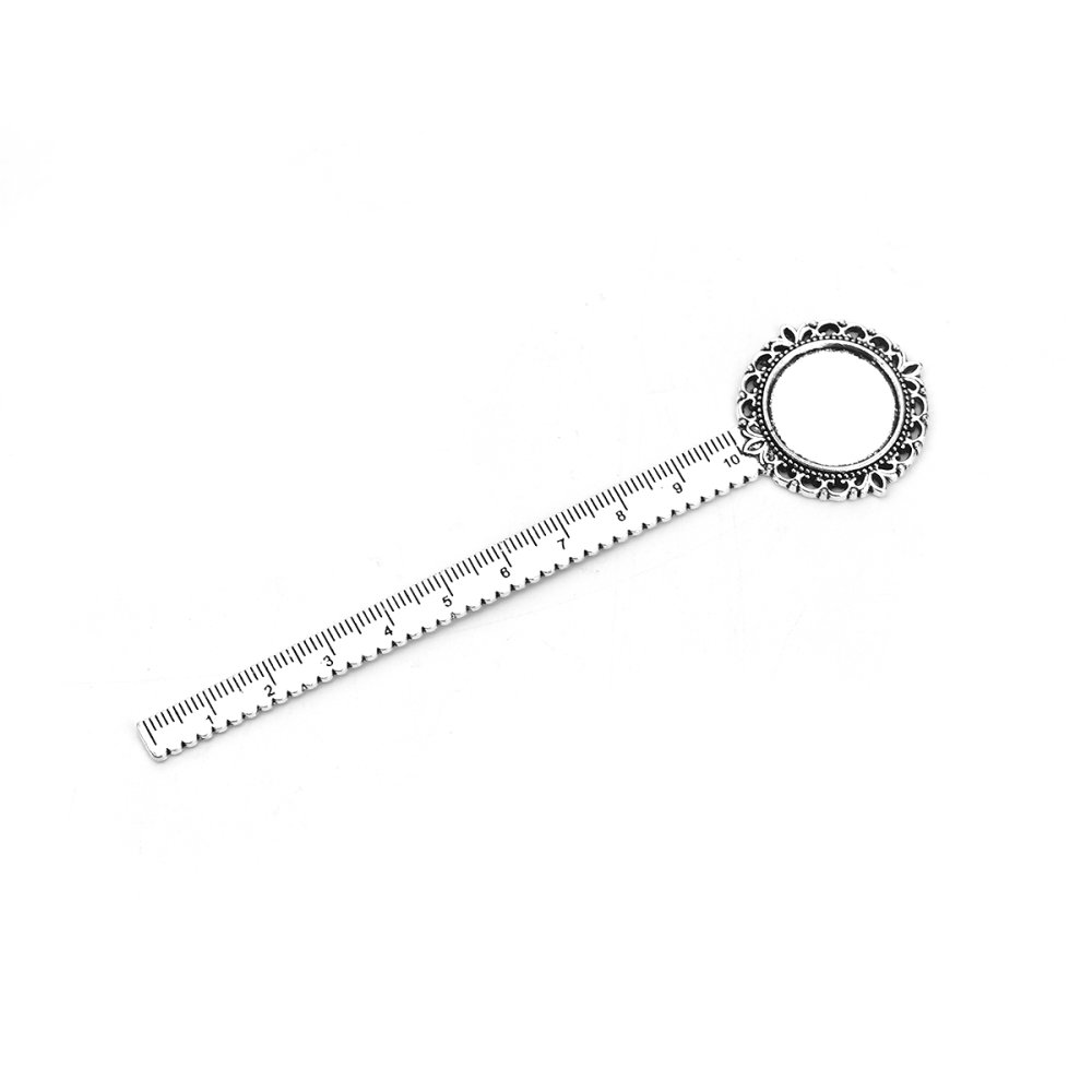 3 marque-pages r&egrave;gle cabochon 20 mm N&deg;01 Argent Vieilli
