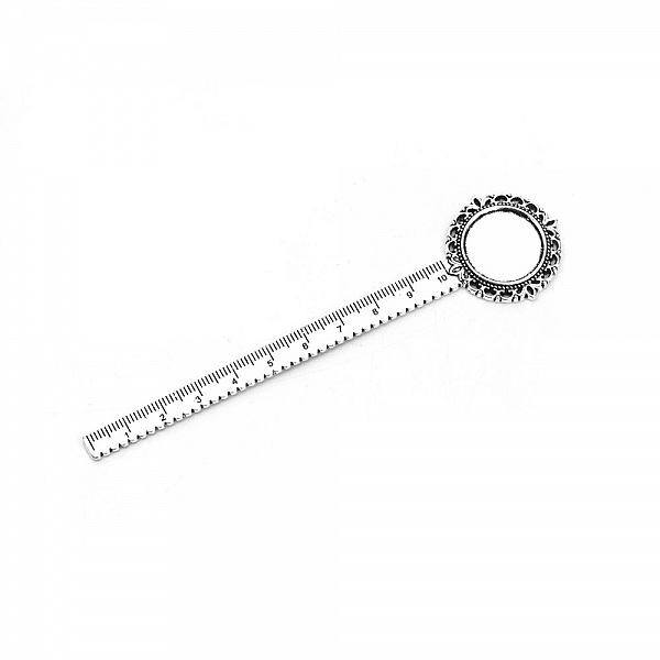 3 marque-pages r&egrave;gle cabochon 20 mm N&deg;01 Argent Vieilli
