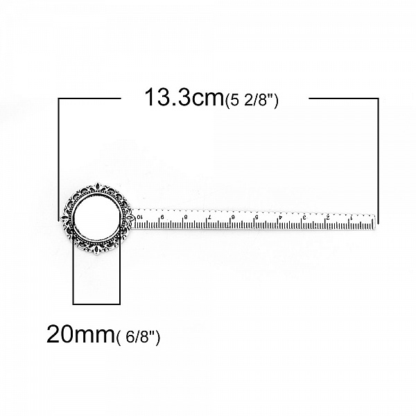 3 marque-pages r&egrave;gle cabochon 20 mm N&deg;01 Argent Vieilli