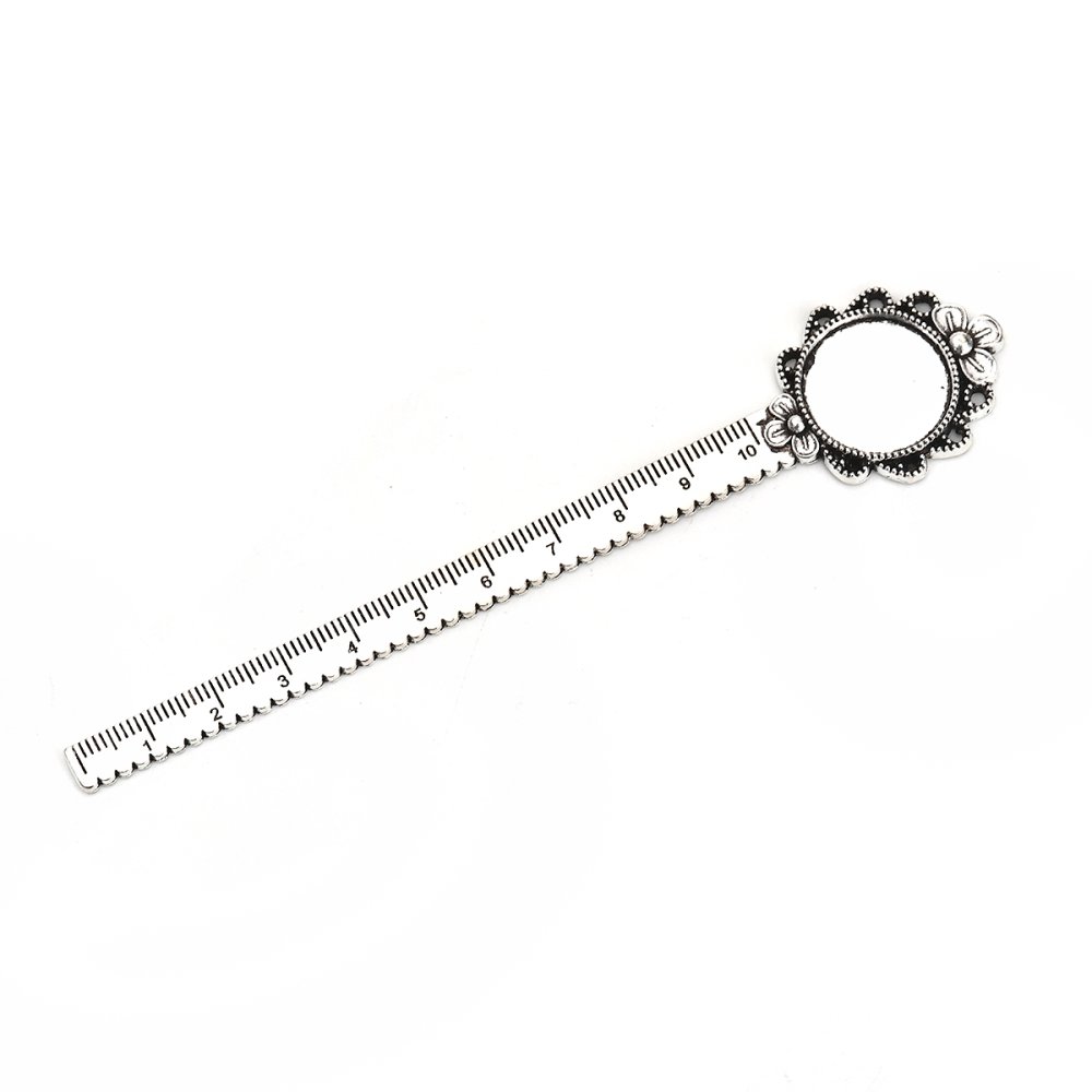 3 marque-pages r&egrave;gle cabochon 20 mm N&deg;02 Argent Vieilli