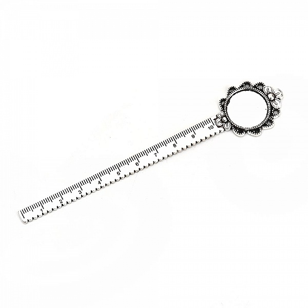 3 marque-pages r&egrave;gle cabochon 20 mm N&deg;02 Argent Vieilli