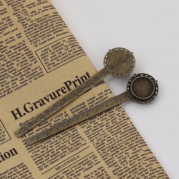 3 marque-pages r&egrave;gle cabochon 20 mm N&deg;01 Bronze